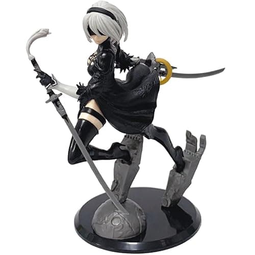 MABAIUDE 2B Figure 2B Statue, 18cm Fighting Pose 2Byorha Figurine Anime No.2 Type B Figure Model 1/7 Scale Desktop Figures Collectible Decoration Gifts for Fans - Image 1