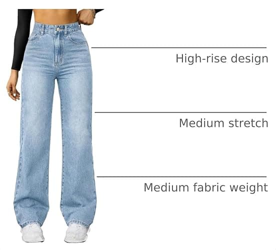 FUNUCA Straight Leg Jeans for Women,High Waisted Wide Leg Loose Microelastic Boyfriend Denim Pants thumbnail 4
