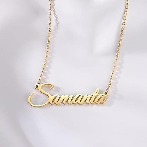 Kiddo Sky Custom Name Necklace for Women Personalized Name Necklaces 18K Gold Plated or Sterling Silver Nameplate Customized Pendant Jewelry Gift - Gold thumbnail 4