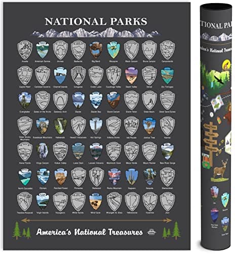 National Parks Scratch Off Map of United States Poster [Charcoal Grey], ALL 63 Parks, US Travel Map Print, USA Gift for Travelers Road Trip Adventure Journal, Fits 12”x16” frame by Bright Standards - Image 1