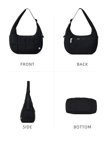 WESTBRONCO Small Puffer Crescent Shoulder Bag for Women, Nylon Quilted Shoulder Purses, Puffy Handbags with Adjustable Strap thumbnail 6