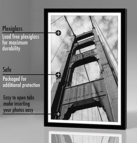 Americanflat 12x18 Poster Frame with Polished Plexiglass - Set of 5 - Use as 11x17 Frame with Mat or Display 12x18 Photo Without Mat - Galleria Collection - Picture Frames for Wall Display - Black thumbnail 8