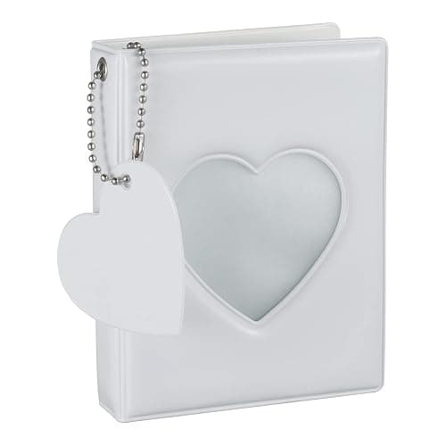FRIUSATE Kpop Photocard Holder Book, 32 Pockets, 3 Inch, White | PVC, Mirror-Like Binder, Mini Photo Album for Kpop Photocards, Mini Card Binder - Image 1