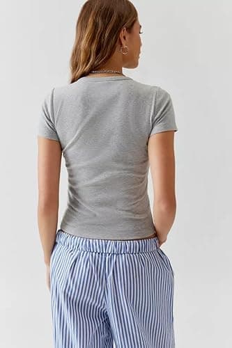 Y2k Graphic Baby Tees for Women 1998 Short Sleeve Crop Top Aesthetic Vintage 90s Shirts 2000s E-Girl Streetwear - 1990 Grey - Small thumbnail 2