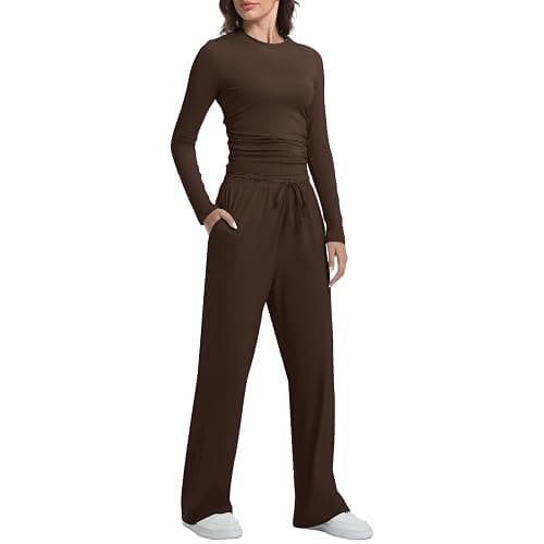 2 Piece Lounge Sets for Women Fall Outfits Long Sleeve Wide Leg Tracksuits Womens Casual Loungewear Two Pcs Matching Set thumbnail 3