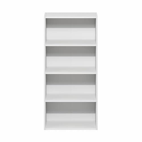 Furinno Basic Book Shelf, 4-Tier Bookcase with Open Shelf, Bookshelf, Cube Storage Organizer, 7 x 17 x 35, for Living Room, Bedroom, Home Office, White thumbnail 6