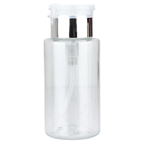 PANA 7oz. Professional Push Down Liquid Pumping Clear Bottle Dispenser (Silver Lid with No Wording, 2pc) thumbnail 4