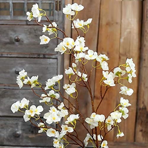 Olivachel Artificial Flowers Faux Plum Cherry Blossom Branches Fake Long Flower Stems for Home Wedding Party Decoration (White, 4Pcs/Pack) thumbnail 4