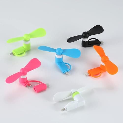 DNTESR Mini Cell Phone Fan 2-in-1 Fan Compatible for iPhone, iPad, Android Smartphone,Tablet - Colorful and Powerful- Cell Phone Summer Accessories (6-Pack) thumbnail 7