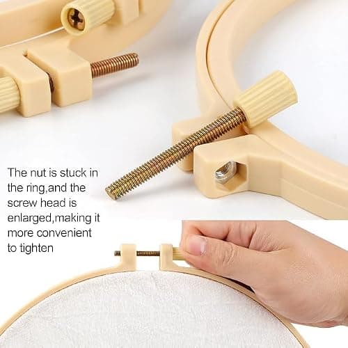 Syyflibb 5 Pcs Embroidery Hoop Set, Round Plastic Cross Stitch Hoops with 16 Needles (3.6In to 9.5In), Small Embroidery Hoops for Craft Sewing, Broderie, Cross Stitch Supplies, Ideal for Beginners and DIY Enthusiasts (Bamboo color) thumbnail 3