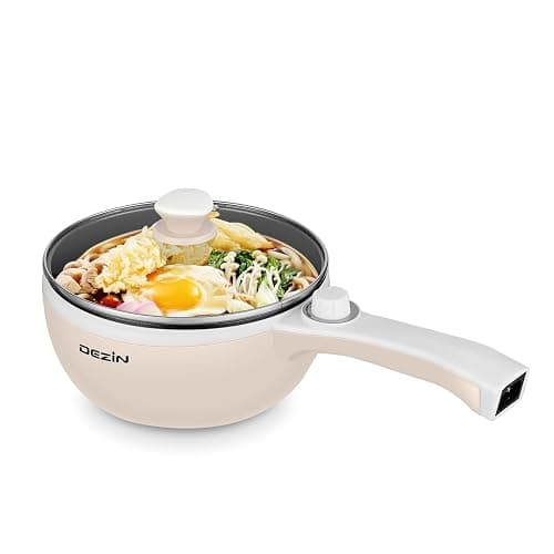 Dezin Hot Pot Electric Upgraded, Non-Stick Sauté Pan, Rapid Noodles Electric Pot, 1.5L Mini Portable Hot Pot for Steak, Egg, Fried Rice, Ramen, Oatmeal, Soup with Power Adjustment - Image 1