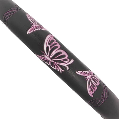BDK Design Comfort Grip Steering Wheel Cover for Car SUV Van and Truck, 15 inch Standard Size, Pink Butterflies thumbnail 4