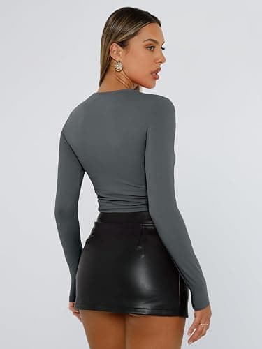 Trendy Queen Womens Long Sleeve T Shirts Fall Fashion 2025 Basic Crop Tops Going Out Outfits Y2k Clothes thumbnail 5