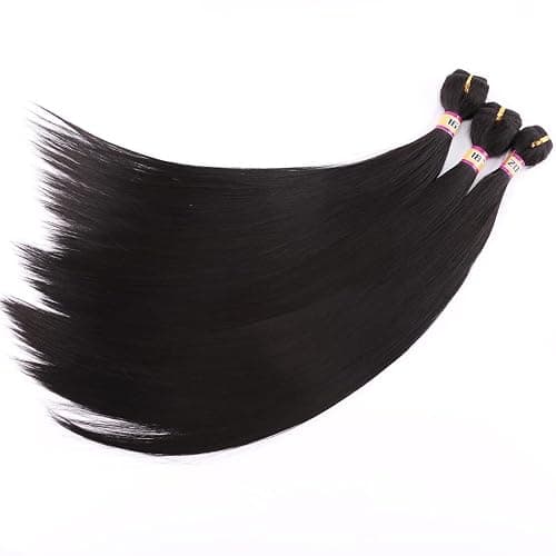 3 Bundles Silky Straight Synthetic Hair Weave Extensions 16 18 20 Inches Mixed Color Black Hair Weft (1#) thumbnail 4