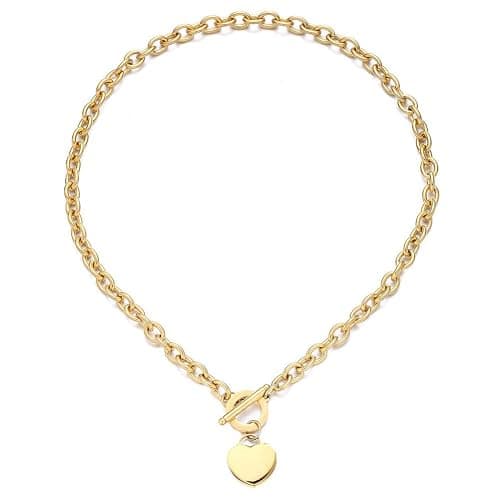 WangGao Elegent Love Stainless Steel Link Chain Blank Heart Charms Necklace for Women Toggle Clasp Closure thumbnail 6