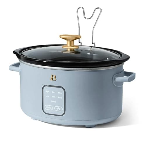 Beautiful 4-Quart Slow Cooker with Touch-Activated Display, Programmable Digital Controls, Removable Non-Stick Pot, Keep Warm Function, by Drew Barrymore (Cornflower Blue) thumbnail 6