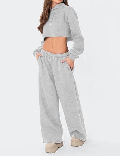 HeSaYep Women's Fleece Lined Sweatpants Wide Leg Thermal Winter Warm Baggy Sweat Pants with Pockets thumbnail 6