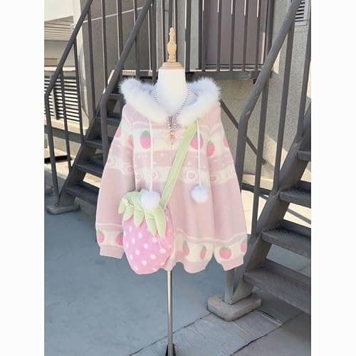 Pokn Y2K Jojifuku Cutecore Kawaii Pink Strawberry Crossbody Bag Mobile Phone Single Shoulder Bag for Women thumbnail 5