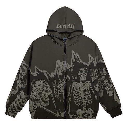 2023 Punk Jackets Streetwear Goth Oversized Zip Up Hoodie Men Women Rhinestone Y2K Spider Skeleton Hoodies - Image 1