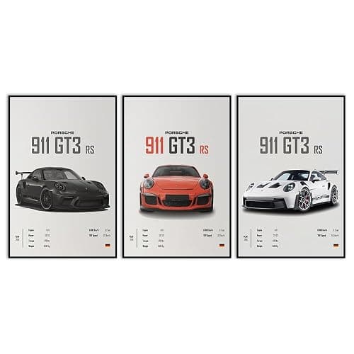 VejiA Car Poster Canvas Wall Art 911 GT Turbo Posters For Men Bedroom Aesthetics Decor (12x18, Unframed 01) - Image 1