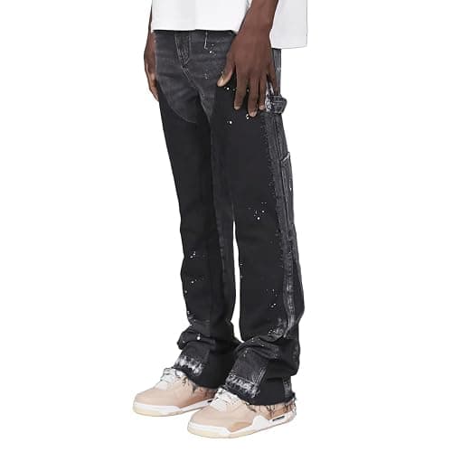 MILANG Jeans Strappati, Pantaloni in Denim Stretch Slim Fit, Streetwear Stile Y2k thumbnail 2