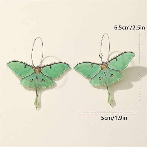 Moth Butterfly Earrings.Punk Insect Drop Earrings Color Acrylic Moth Wing Earrings Statement Black Earrings Party Jewelry for Women thumbnail 6