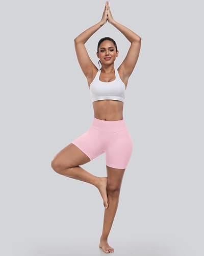 CHRLEISURE Workout Gym Biker Shorts, High Waisted Butt Lifting Scrunch Butt Sports Seamless Shorts Sets 4 Piece thumbnail 4