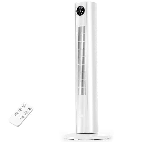 Antarctic Star Tower Fan for Bedroom 25ft/s Standing Fan 85° Oscillating Fan with Remote, 3 Speeds, 4 Modes, 12H Timer, Portable Bladeless Floor Fan for Indoors/Home/Office, WHITE - Image 1