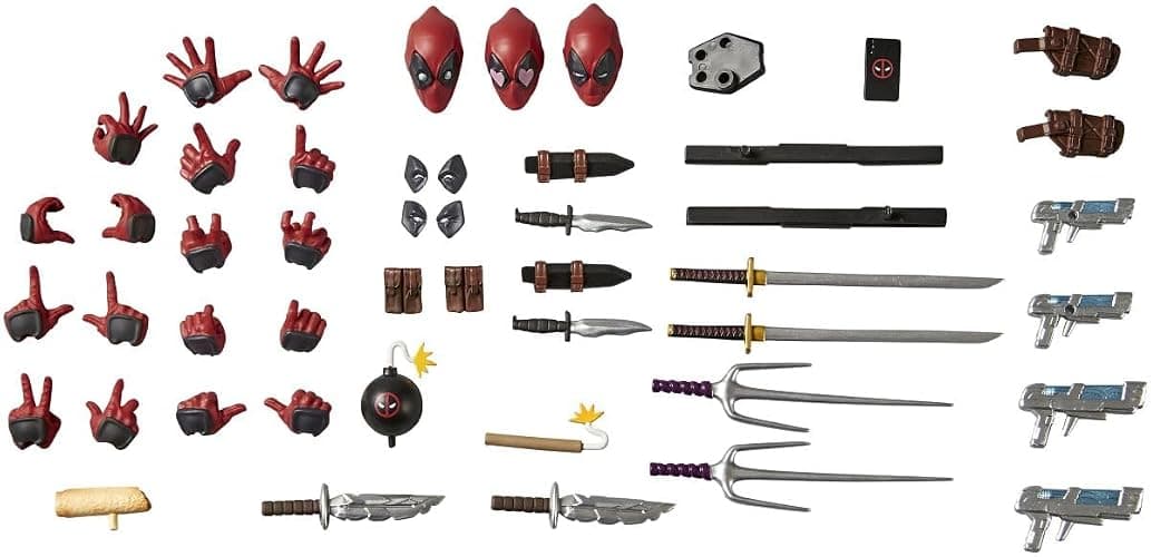 Kaiyodo Revoltech Amazing Yamaguchi Deadpool Ver. 2.5, Total Height: Approx. 6.7 inches (170 mm), Non-scale, PVC & ABS, Painted Action Figure, NR050 thumbnail 8