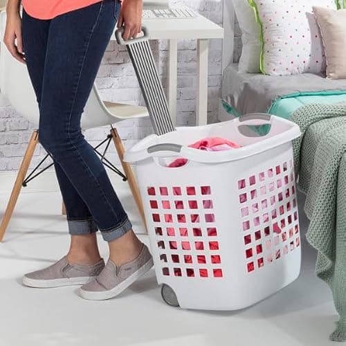 Sterilite 1.75 Bushel Ultra™ Wheeled Laundry Basket Plastic, White, (Pack of 1) thumbnail 2
