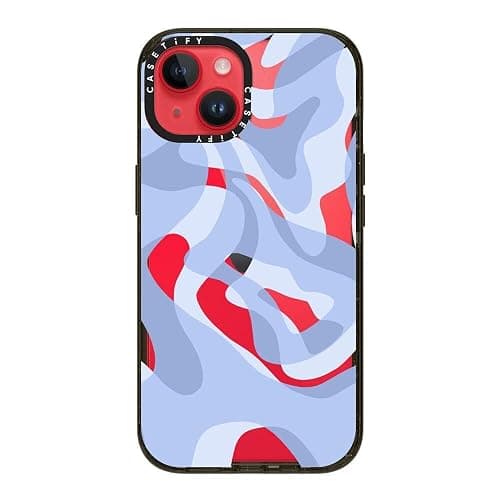 CASETiFY Impact iPhone 14 Case [4X Military Grade Drop Tested / 8.2ft Drop Protection] - Retro Swirls in Blue - Glossy Black thumbnail 5
