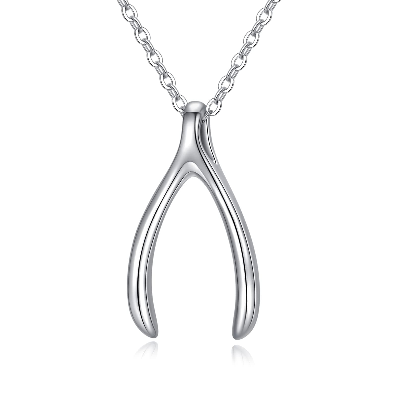 MEDWISE Silver/Gold/Rose Gold Wishbone Amulet Necklace for Women 925 Sterling Silver Classic Wishbone Pendant Necklace Wishbone Charm for Christmas Mothers Day Birthday Gifts - Image 1