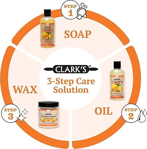 CLARK'S Cutting Board Care Kit, Includes Wood Cutting Board Oil, Soap, Wax, and Buffing Pad, Food Grade Mineral Oil, Housewarming Gift Set for Newly Married, Women, Girlfriend thumbnail 5