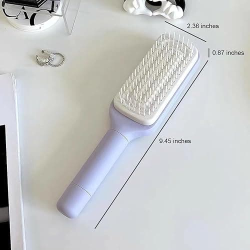 Self Cleaning Hair Brushes, Easy Clean Hair Brush with Retractable Bristles, Anti Static Massage Comb Brush for Effortless Hair Removal and Cleaning thumbnail 6