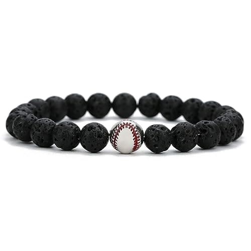 Soccer Bracelet Soccer gifts Lava Stone/White Howlite Beaded Bracelet Sports Jewelry for Girls Boy Gift thumbnail 3