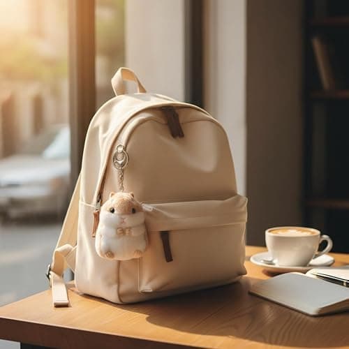 Jowxsx Cute Khaki Plush Hamster Keychain Plush Toy Keychain Charms Wallet Backpack Handbag Charms Automobile Keychains Automotive Trim Women's Key Rings and Keychains Automobile thumbnail 4