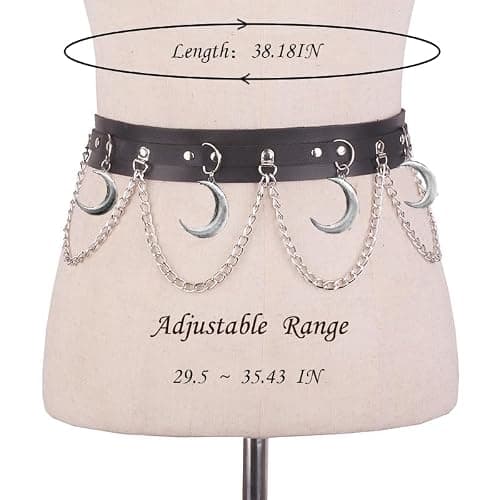 Wloisc Moon Belt with Leather Goth Rave Fashion Harness Party Halloween Jewelry Accessories for Women Girl thumbnail 3