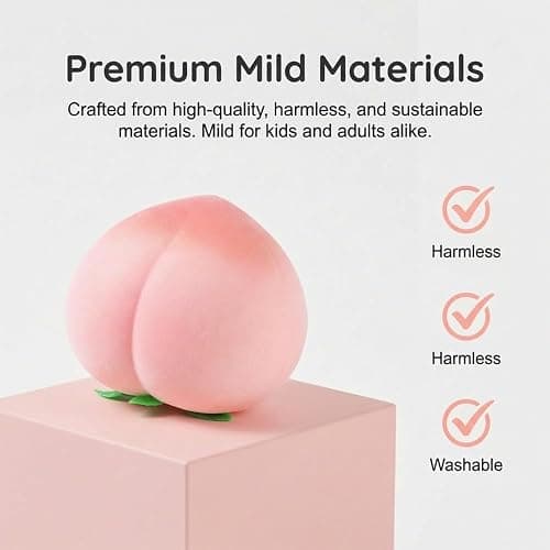 Peach Squishy Slow Rising Stress Relief Toy, Realistic Peach Shaped Squeezable Ball for Adults, Soft Flexible Fidget Toy for Anxiety Relief, Decompression Gift for Office Desk Decor (Yellow) thumbnail 8