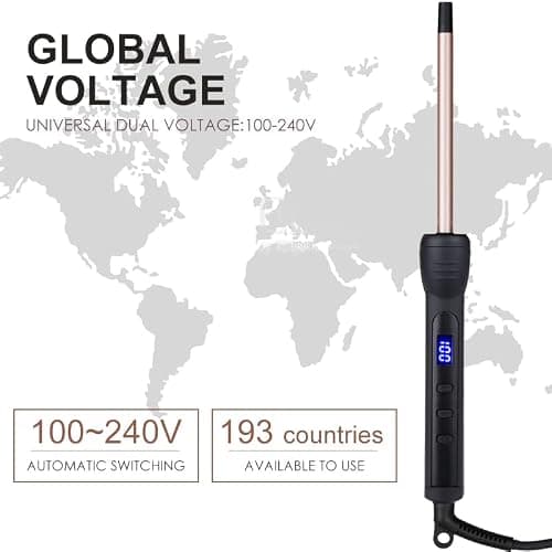 Curling Wand 9MM, Thin Curling Iron, Tight Curls LCD Display 100-230°C for All Hair Types, Tourmaline Ceramic Barrel 30-Second Heat-Up, Long&Short Hair Culer Pro Curling Tongs thumbnail 2