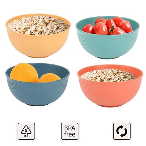 PUPOPIK Cereal Bowls Unbreakable 24 OZ, Plastic Bowls Reusable Light Weight Bowl, Microwave and Dishwasher Safe BPA Free Cereal Bowls heat Straw Bowl for Serving Soup and Salad thumbnail 5