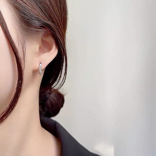 925 Sterling Silver Hoop Earrings, Hypoallergenic Small U Hoop Earrings, Minimalist Huggie Earrings for Women Teen Girls Jewelry Gifts Silver/Gold thumbnail 3