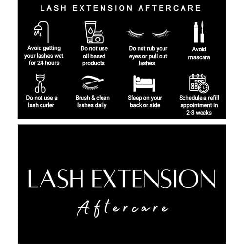 Lash Extension Aftercare Card | 50 Pack | Lash Aftercare Instruction Minimalist Cards Double Sided Size 3.5 x 2 inches Eye Lash Aftercare Kit for Clients with 2-3 Week Refill Instruction - Image 1