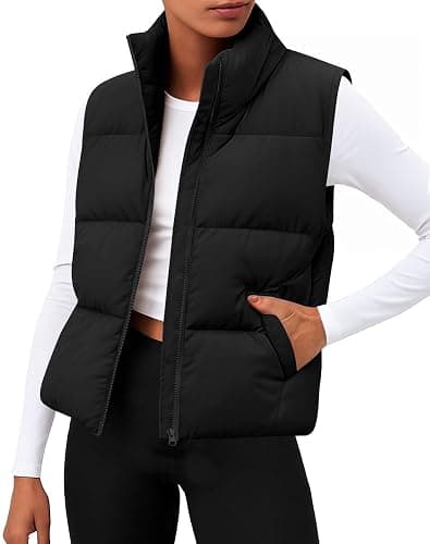 Zeagoo Women Puffer Vest Sleeveless Cropped Outerwear Warm Winter Lightweight Coat Stand Up Collar Down Jackets With Pockets - Image 1