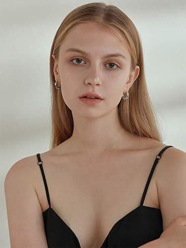 LILIE&WHITE Chunky Silver Hoop Earrings for Women Cute Fashion Hypoallergenic earrings Minimalist Jewelry Gift thumbnail 2