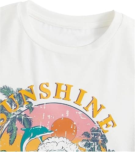 QJQ Girl's Cute Graphic T Shirts Short Sleeve Crewneck Tees Summer Trendy Preppy Tops Clothes thumbnail 5
