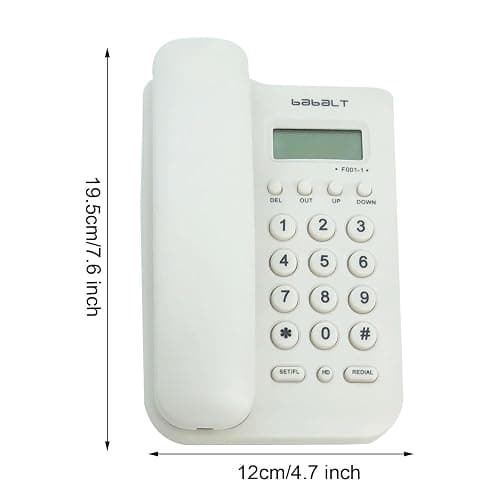 Corded Basic Landline Phone, TelPal FSK/DTMF Simple Caller ID Telephone with LCD Incoming Call Number Display, Small Desk/Wall Mountable Analog Phone for Home Office (White) thumbnail 2
