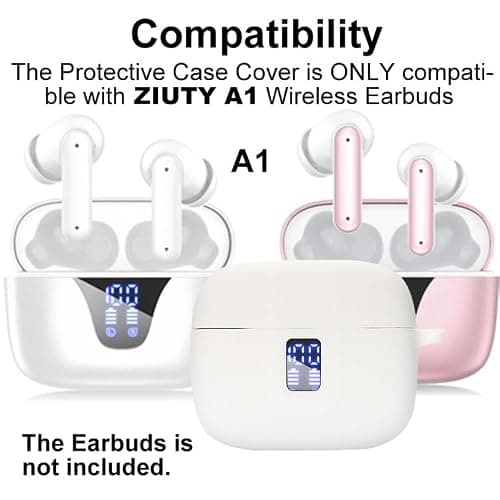 smaate Earbuds Case Compatible with TAGRY X08 Wireless Headphone, Silicon Protective Cover with keychain, with window for LED display, White thumbnail 3