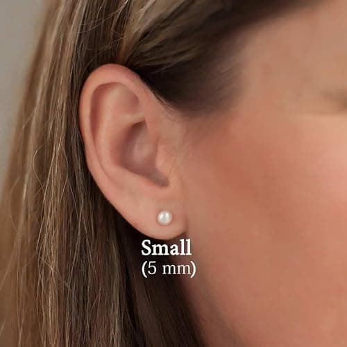 14K Gold Filled Polished Small CZ Pearl Ball Stud Earrings Set for Women Men 20G Surgical Steel Hypoallergenic Piercing Studs for Sensitive Ear, Pack of 6 Pairs thumbnail 8