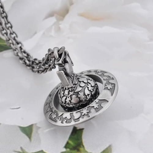 ZHAOZHAO Saturn Necklace for Women - Sky Star Saturn Planet Pendant(Silver+Black) thumbnail 2