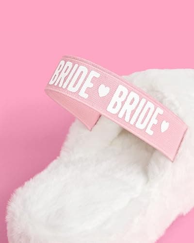 xo, Fetti Bride Strap Slippers, Fur, Bachelorette Party Decorations, Wedding Day Sandals, Bridesmaid Gift, Bridal Shower Party Favor thumbnail 6